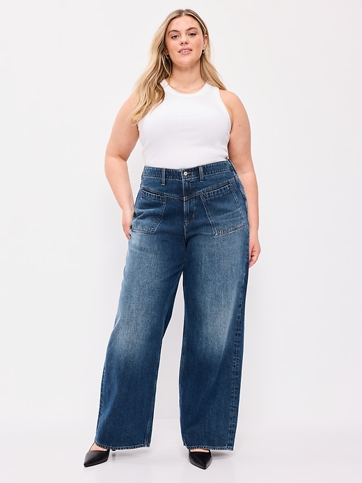 Image number 8 showing, High-Waisted Baggy Wide-Leg Jeans