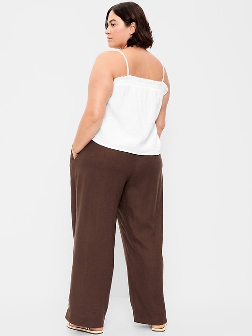 Image number 7 showing, High-Waisted Linen-Blend Wide-Leg Pants