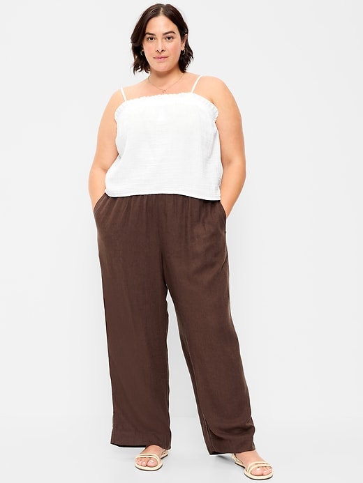 Image number 6 showing, High-Waisted Linen-Blend Wide-Leg Pants