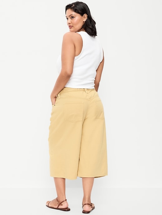 Image number 8 showing, Mid-Rise Baggy Drawstring Wide-Leg Culotte Pants