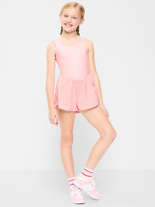 Image number 1 showing, PowerChill Sleeveless Ruffle-Trim Romper for Girls