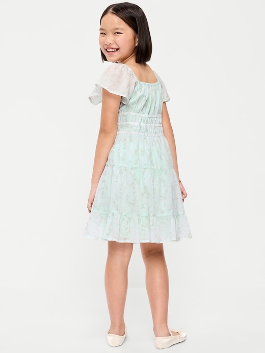 Image number 2 showing, Fit and Flare Crinkle Gauze Tiered Dress for Girls