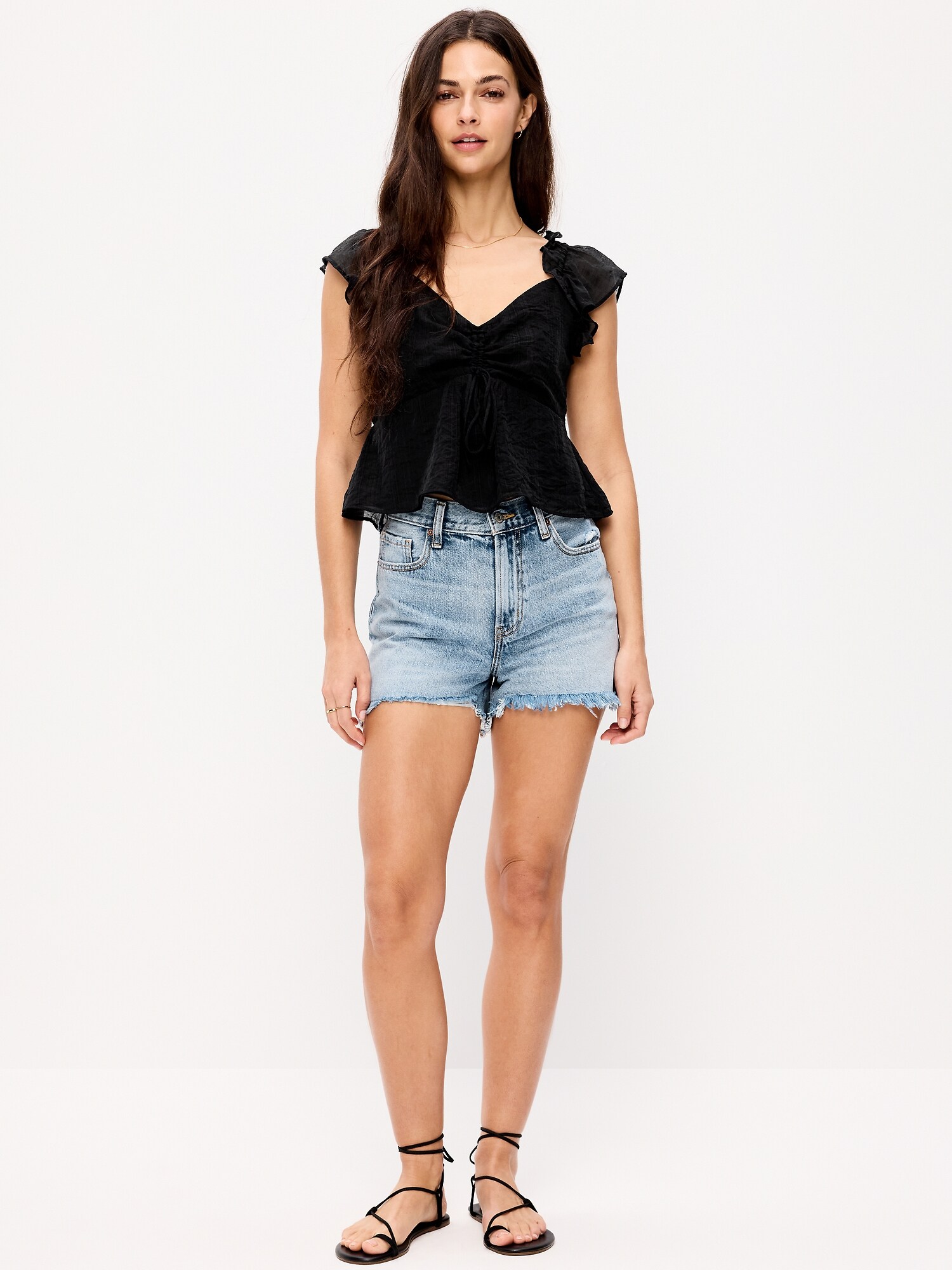 Женские шорты Old Navy High-Waisted OG Cut-Off Jean Shorts -- 4-inch inseam, цвет: Bambi — фото 6