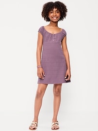 Image number 1 showing, Smocked Jersey Henley Dress for Girls