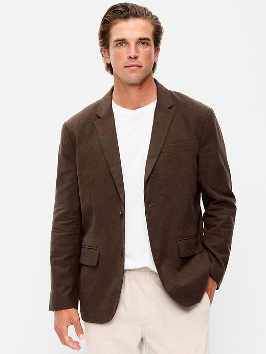 Image number 1 showing, Relaxed Unlined Linen-Blend Blazer
