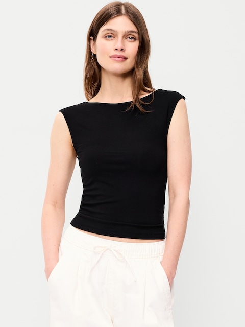 Cap-Sleeve Tie-Back Top