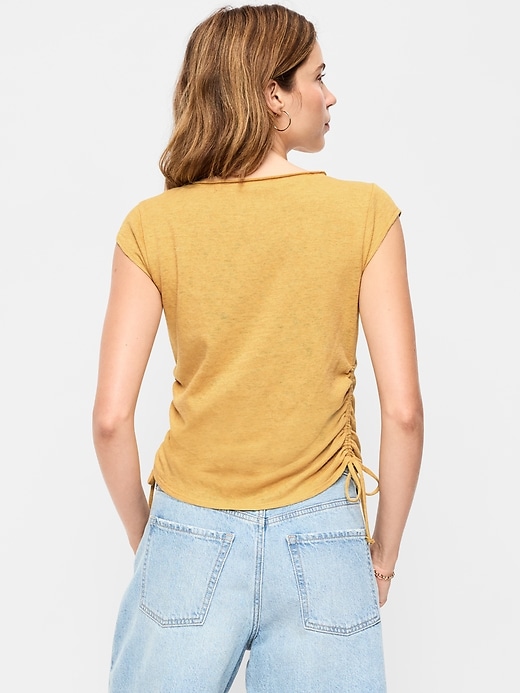 Image number 2 showing, Cap-Sleeve Shirred Side Top