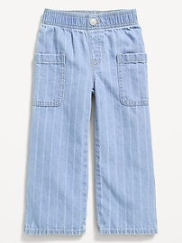 Image number 2 showing, Pull-On Baggy Striped Wide-Leg Cargo Jeans for Toddler Girls