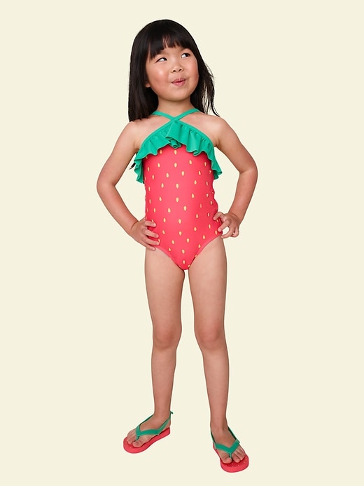 Printed Ruffle-Trim Swim Set for Girls