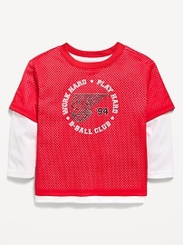 Image number 2 showing, Oversized 2-In-1 Mesh Long-Sleeve T-Shirt for Toddler Boys