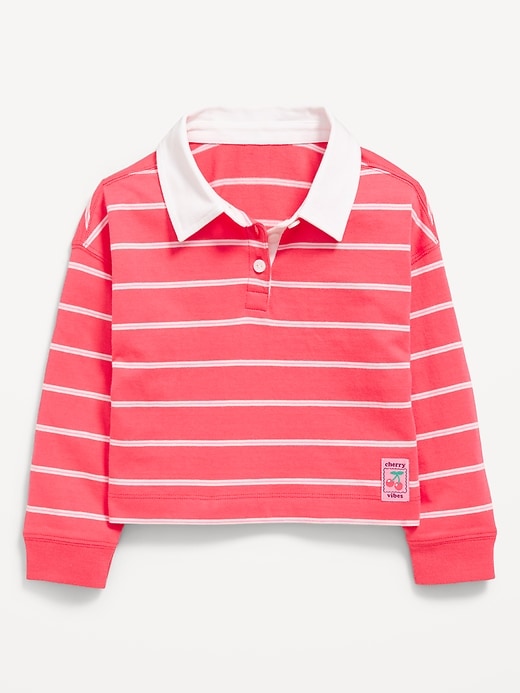Image number 2 showing, Long-Sleeve Cropped Polo Shirt for Toddler Girls