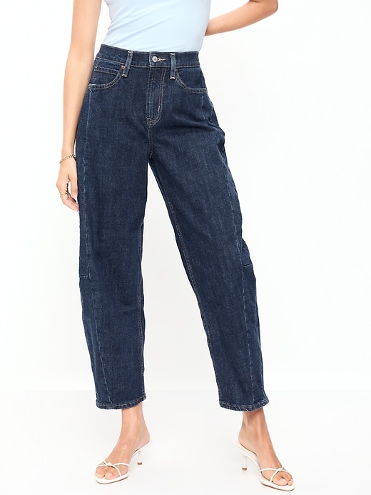 High-Waisted Barrel Ankle Jeans