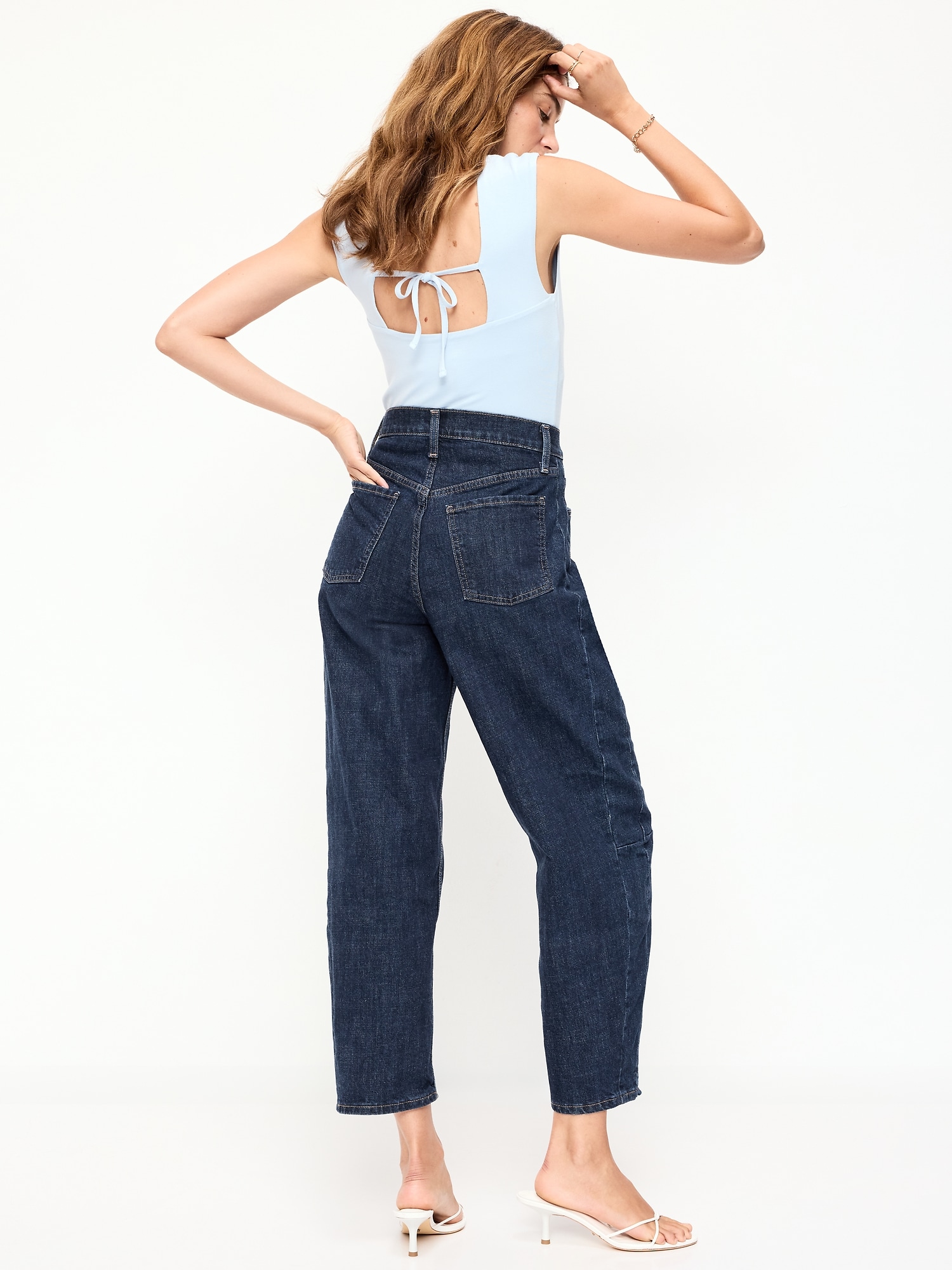 Image number 3 showing, High-Waisted Barrel Ankle Jeans