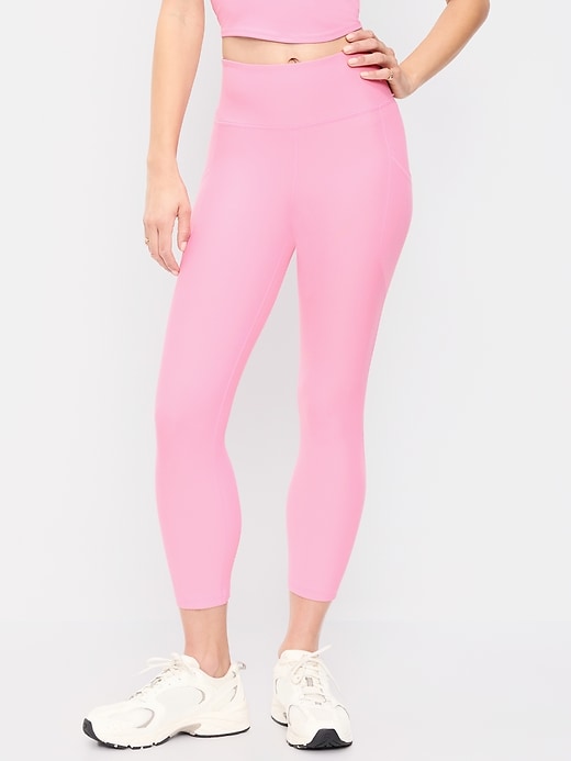 Image number 1 showing, High-Waisted PowerSoft Crop Pocket Leggings