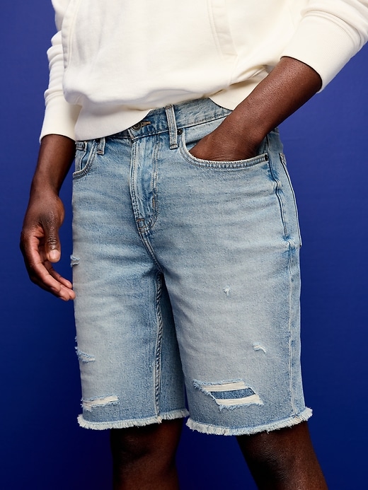 Image number 3 showing, Slim Built-In Flex Jean Shorts-- 9-inch inseam