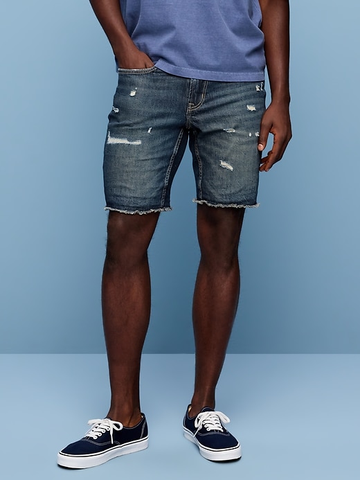Image number 2 showing, Slim Built-In Flex Jean Shorts-- 9-inch inseam