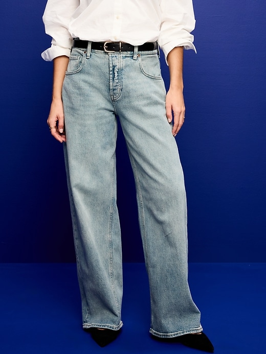 Image number 2 showing, Low-Rise Slouchy Wide-Leg Jeans