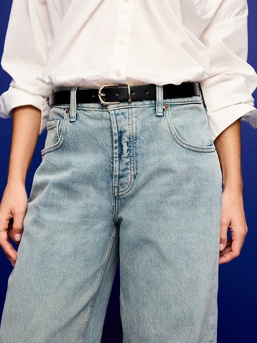 Image number 3 showing, Low-Rise Slouchy Wide-Leg Jeans