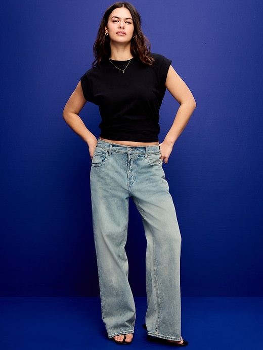 Image number 5 showing, Low-Rise Slouchy Wide-Leg Jeans