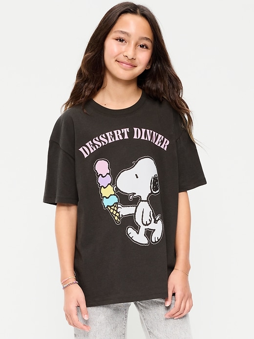 Image number 1 showing, Peanuts™ Snoopy Oversized Graphic T-Shirt for Girls