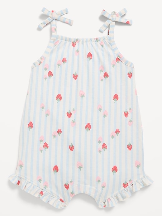 Image number 1 showing, Printed Sleeveless Tie-Strap Romper for Baby