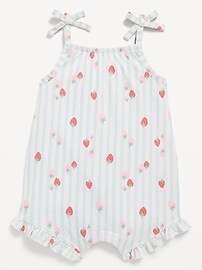 Image number 1 showing, Printed Sleeveless Tie-Strap Romper for Baby