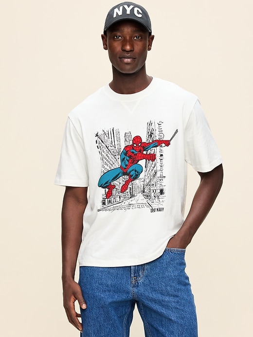 Image number 1 showing, Old Navy x Marvel Spider-Man Boxy Heavyweight Graphic T-Shirt for Men