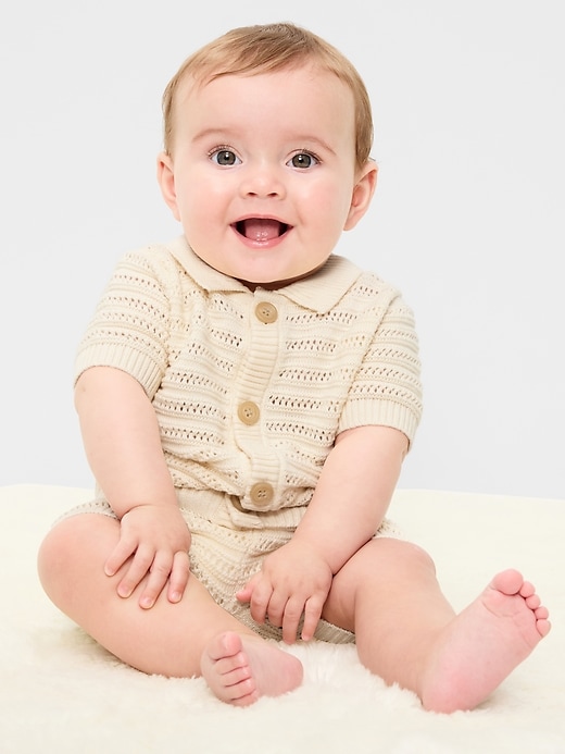 Image number 1 showing, Crochet Sweater-Knit Shirt and Shorts Set for Baby