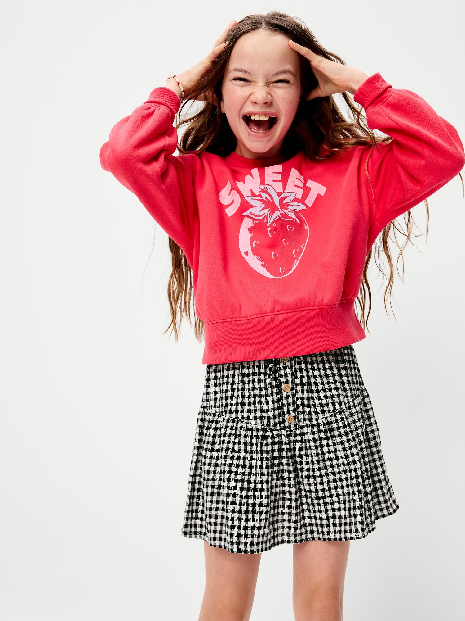 Linen-Blend Buttoned Skirt for Girls