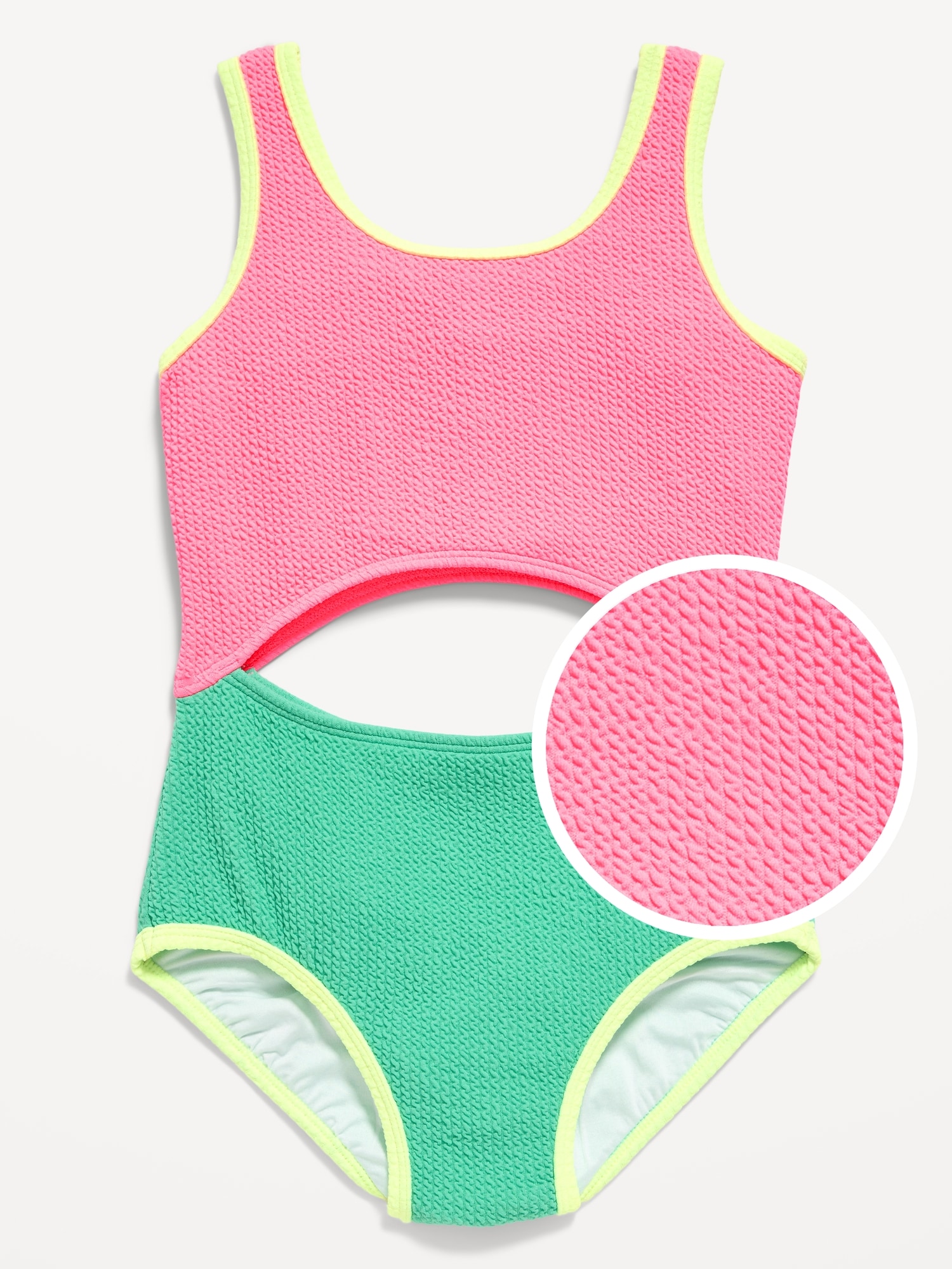 Textured Cutout One-Piece Swimsuit for Girls
