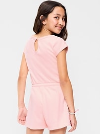 Image number 2 showing, Short-Sleeve French Terry Utility Romper for Girls