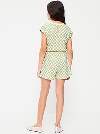 Image number 2 showing, Short-Sleeve French Terry Utility Romper for Girls