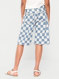 Image number 2 showing, Printed Baggy Crossover Jean Shorts for Girls