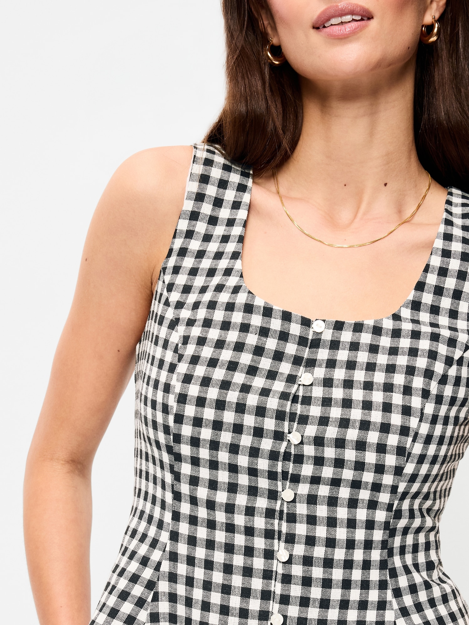 Button-Down Linen Swing Top