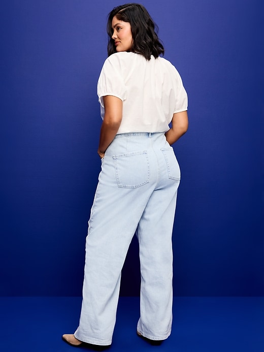 Image number 7 showing, Extra High-Waisted Embroidered Wide-Leg Jeans