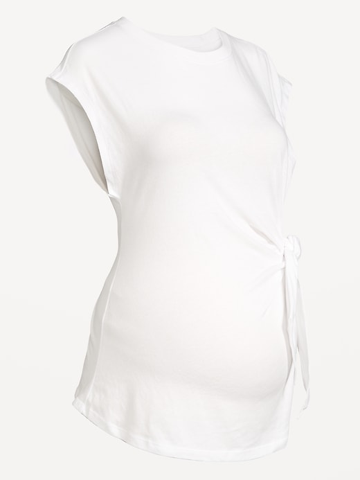 Image number 2 showing, Maternity Short-Sleeve Side-Tie Top