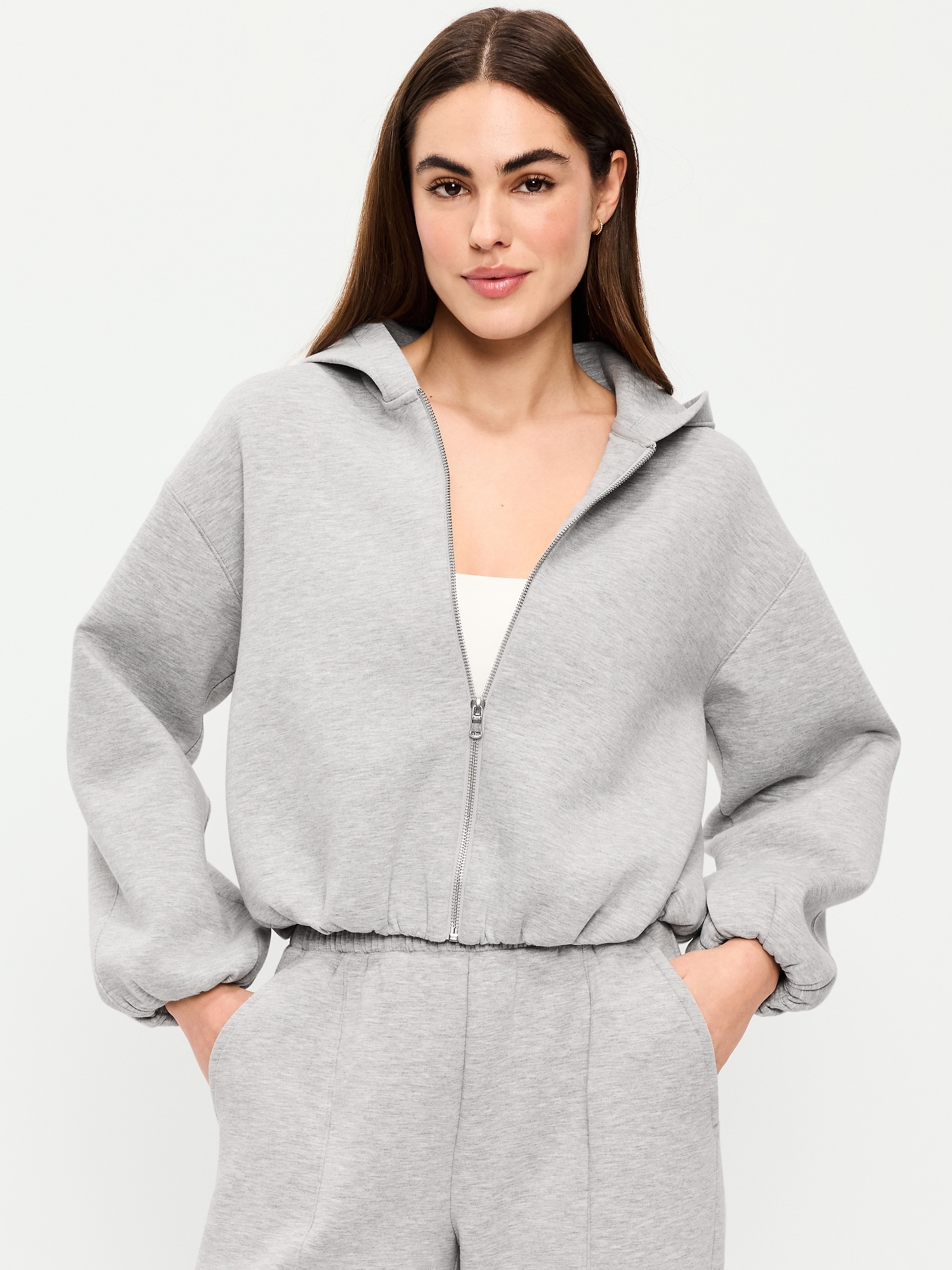 Bounce Fleece Bubble-Hem Hoodie Sweatshirt