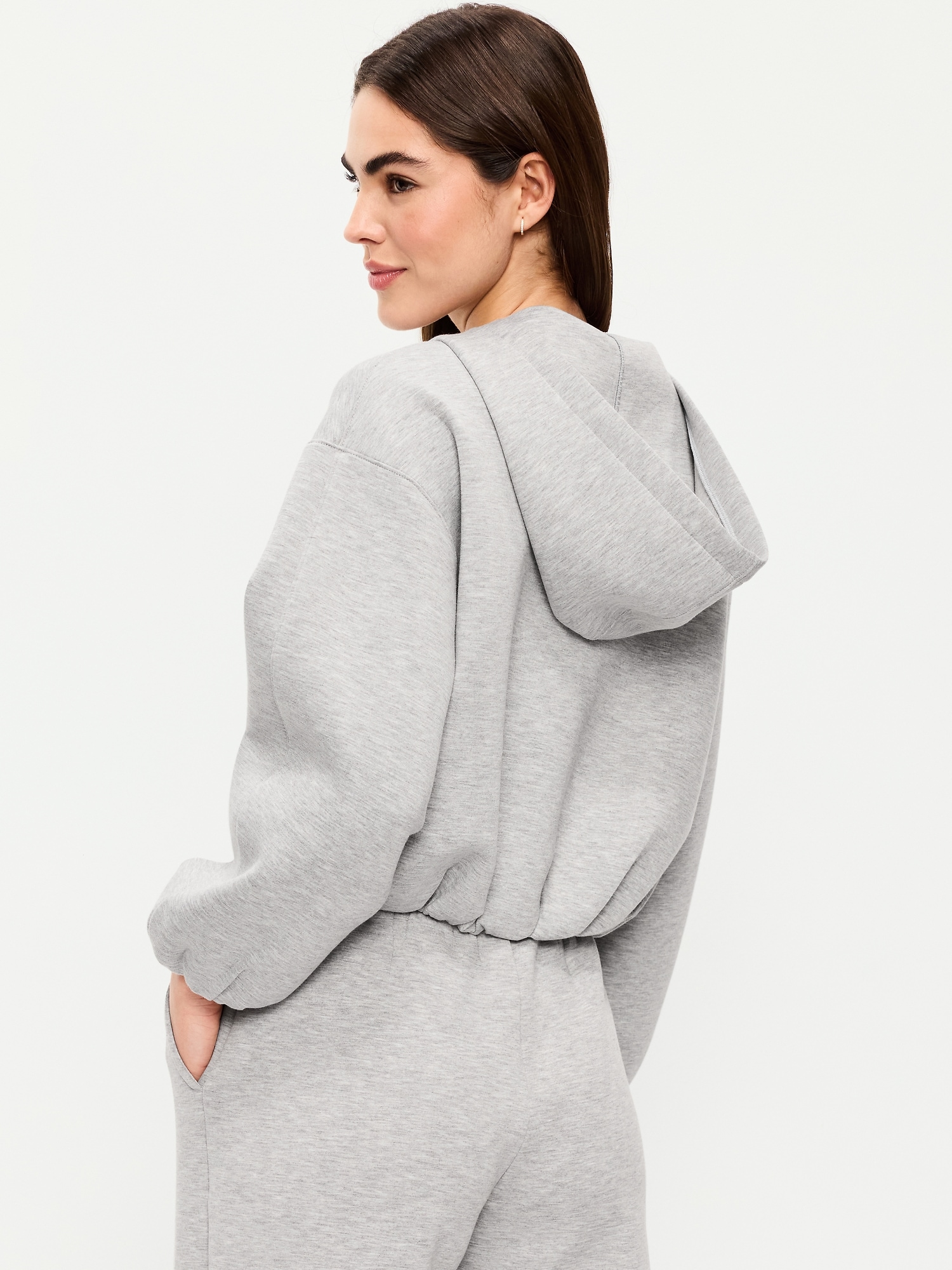 Bounce Fleece Bubble-Hem Hoodie Sweatshirt