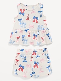 Image number 2 showing, Printed Sleeveless Peplum Top and Shorts Set for Toddler Girls