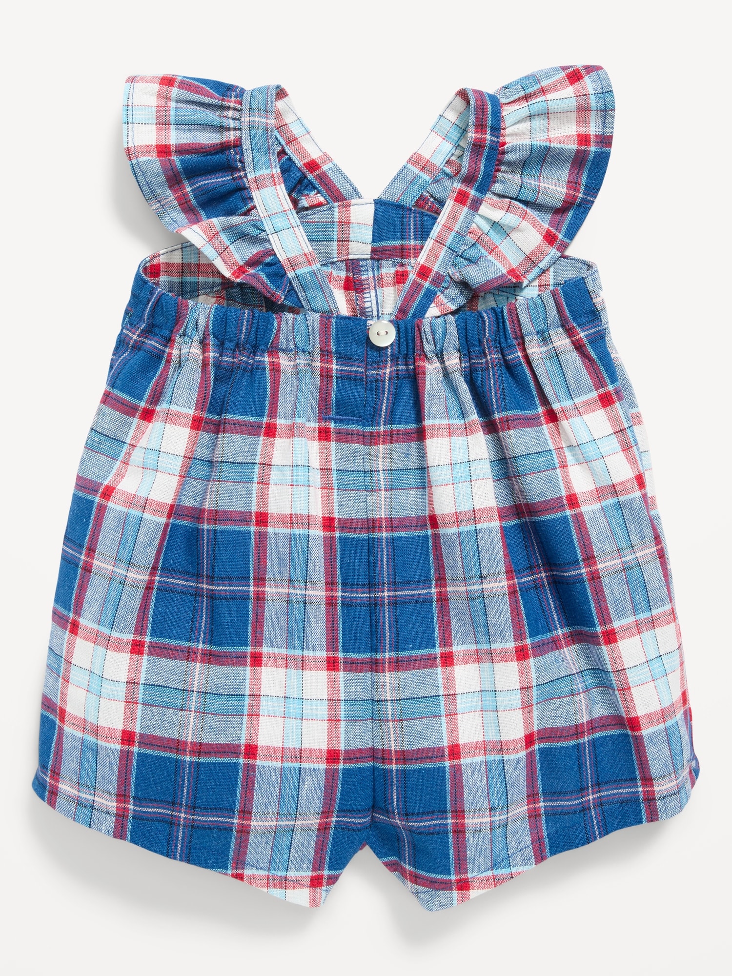 Printed Sleeveless Linen-Blend Romper for Baby