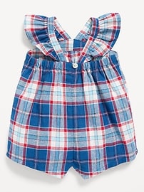 Image number 3 showing, Printed Sleeveless Linen-Blend Romper for Baby