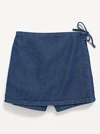 Image number 1 showing, Wrap-Front Denim Skort for Girls