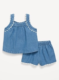Image number 1 showing, Sleeveless Denim Top and Shorts Set for Baby