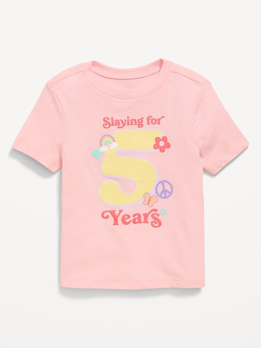 Image number 1 showing, Short-Sleeve Birthday Graphic T-Shirt for Toddler Girls