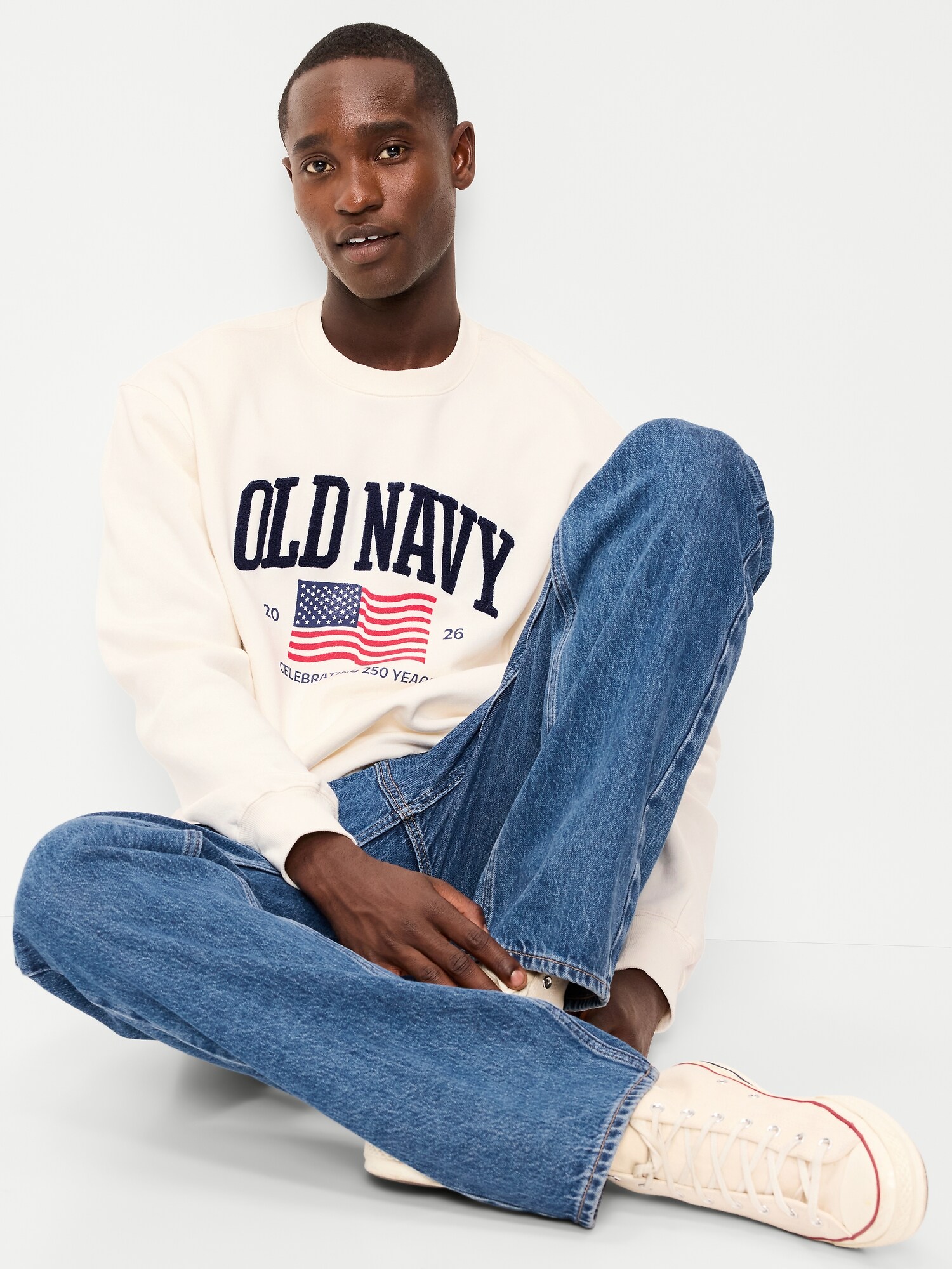 Мужские толстовки Old Navy Loose Graphic Crew-Neck, цвет: Морская соль — фото 3