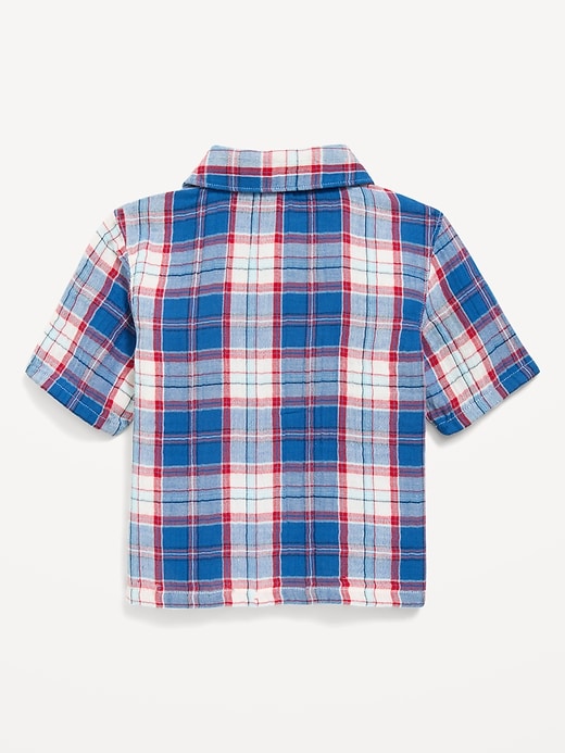 Image number 3 showing, Short-Sleeve Double-Weave Cotton Shirt for Toddler Boys