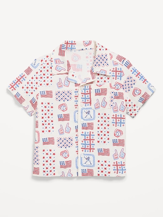 Image number 2 showing, Printed Linen-Blend Pocket Shirt for Toddler Boys