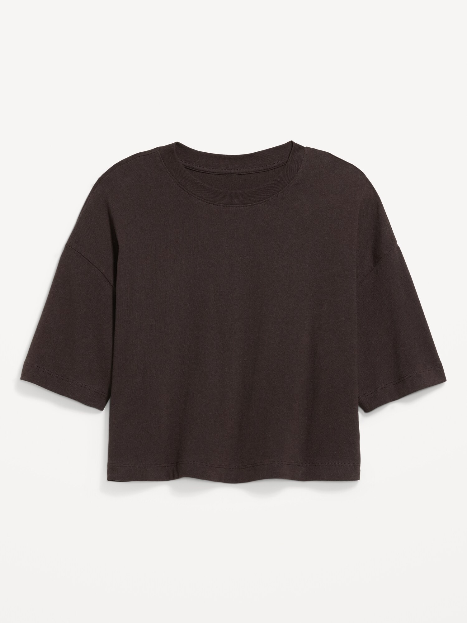 Женская футболка Old Navy Vintage Crew-Neck Oversized Crop T-Shirt, цвет: Чёрный кофейный — фото 4