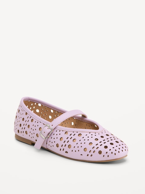 Faux-Leather Mary Jane Ballet Flats for Girls