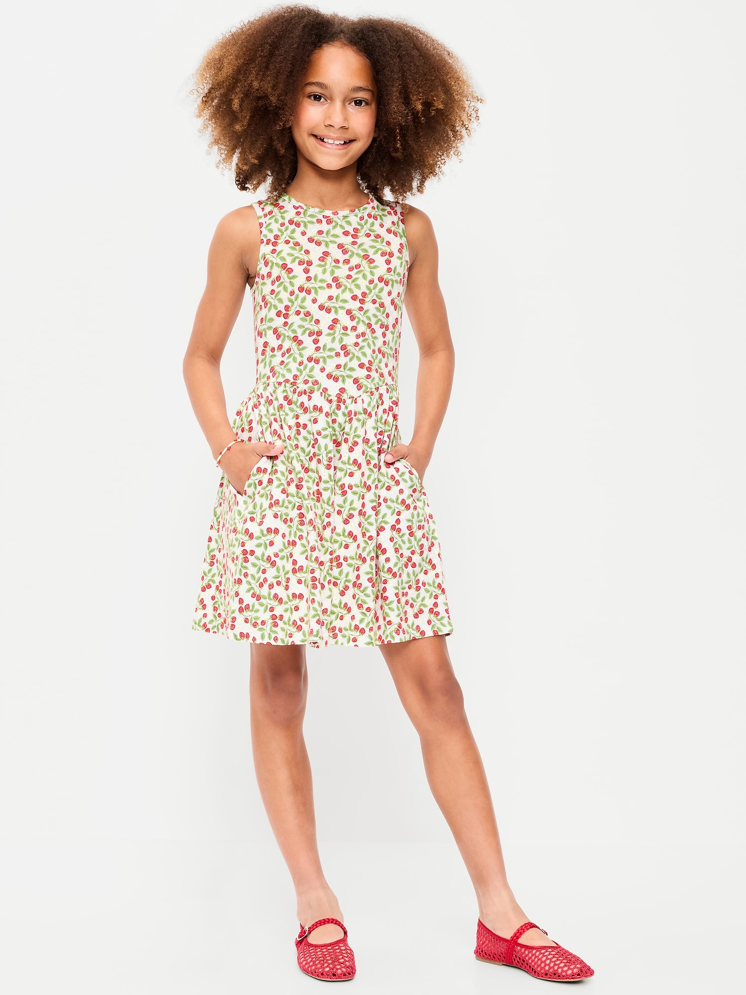 Sleeveless Fit and Flare Dress Biker Shorts Set for Girls